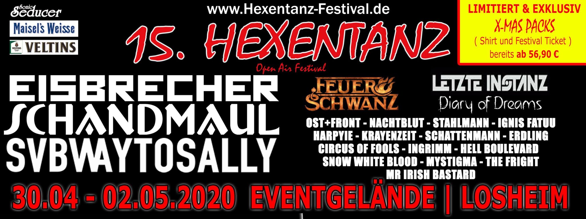 15. Hexentanz-Festival: Losheim am See rockt vom 30.04. bis zum 02.05.2020